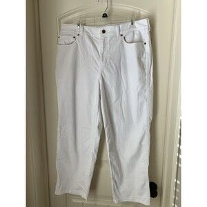 Talbots Womens Size 14 High Waist Straight Ankle Jeans White